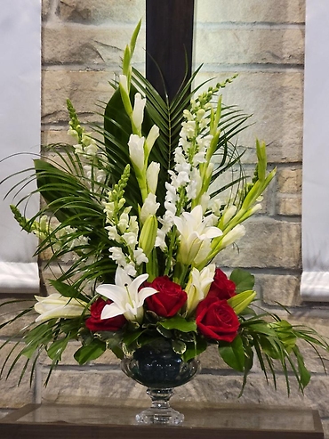 Altar Arrangement in Red and White