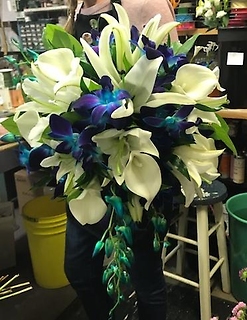 Lilies and Blue Boms